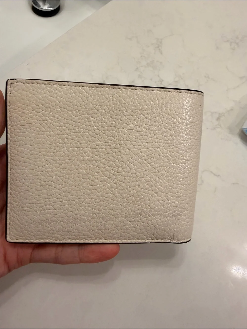 Coach Men’s Pebbled Leather Bifold Wallet — Cream